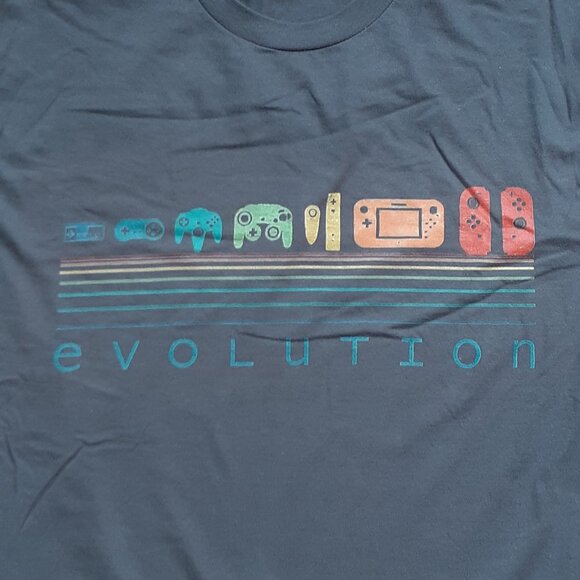 Nintendo Video Game Controller Evolution - New Medium Asphalt Gray T-Shirt - Picture 2 of 4